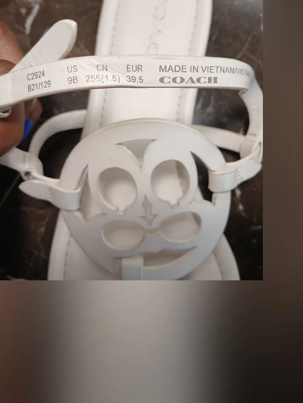 Coach White Cutout Logo Thong Sandals